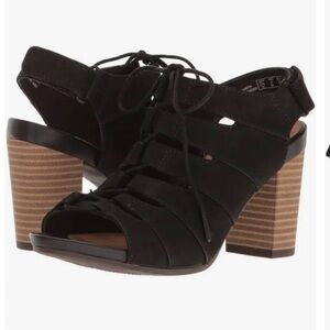 Clarks Lace Up Block Heel Sandals